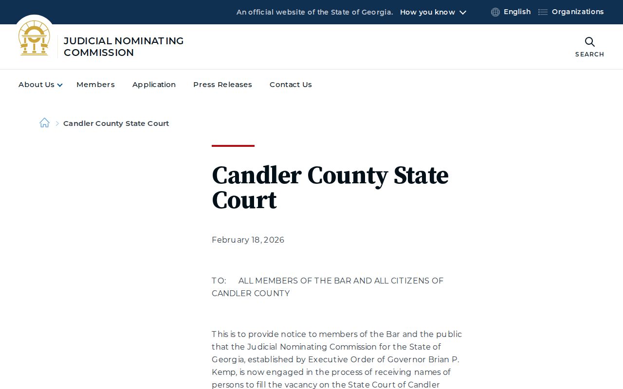 Candler County State Court vacancy context for case lookup