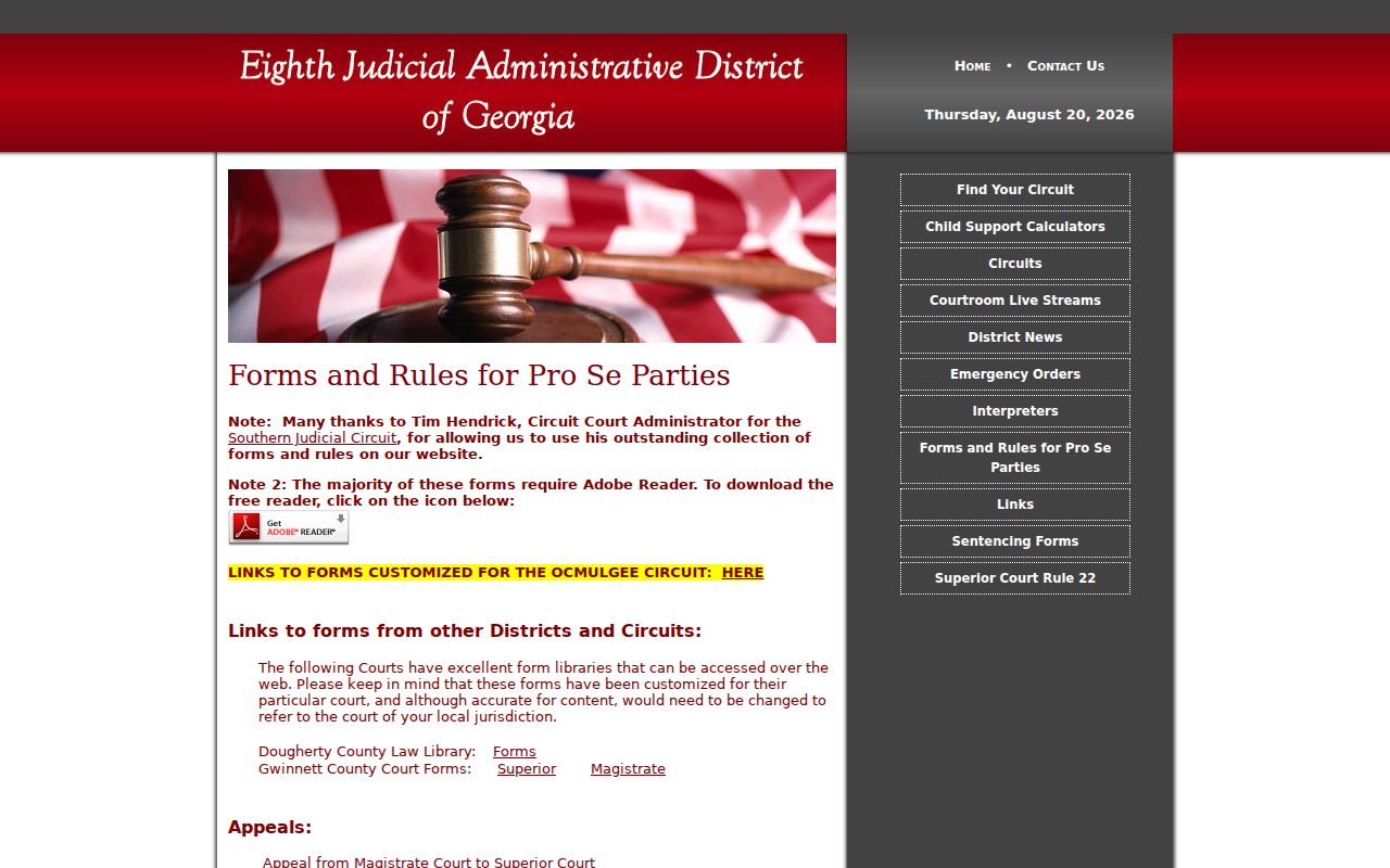 Eighth District resources for Candler County civil docket filings
