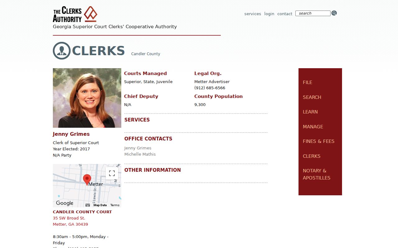 GSCCCA Candler County clerk docket contact listing