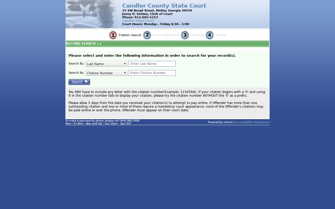 Candler County traffic tickets nCourt citation search